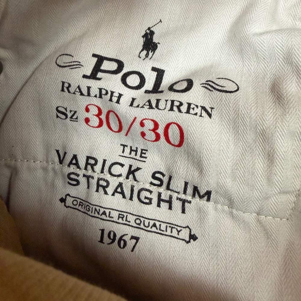 Polo Ralph Lauren Varick Slim Straight Corduroy Pants Mens 30/30 Tan Brown - Picture 5 of 16